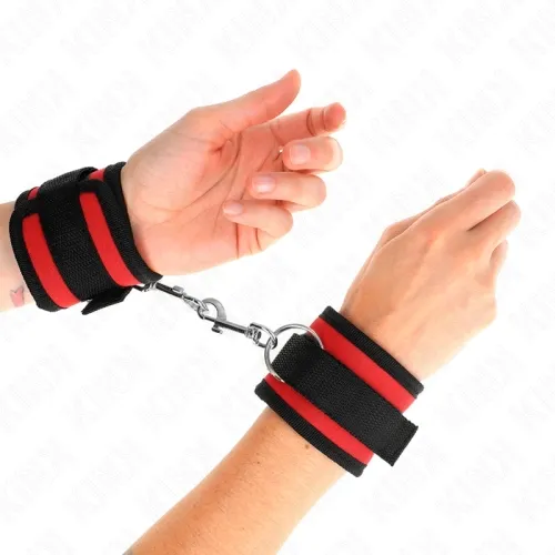 Nylon Bind Hand Cuffs with Velcro Fastener, Red-Black – Kink