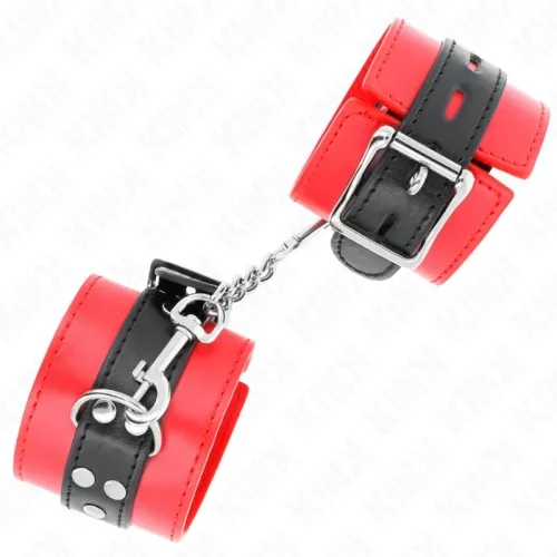 Red wrist cuffs with black belt – Kink