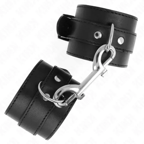 Handgelenkfesseln Nietenreihe Und Grosse Schnalle Schwarz – Kink