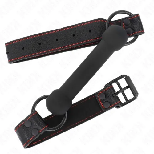Bone gag with faux leather strap, black – Kink