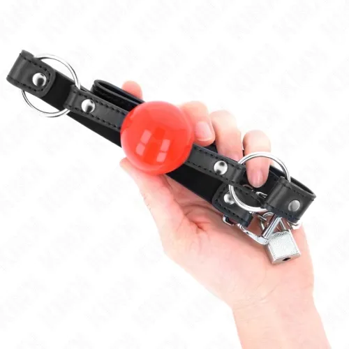 4cm Ball Gag with Lock, Red Ball, Black Strap – Kink