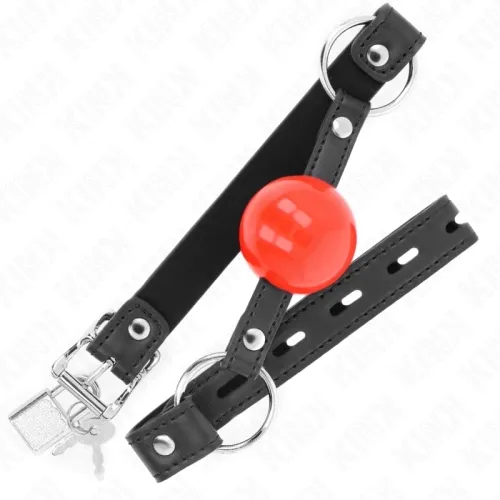 4cm Ball Gag with Lock, Red Ball, Black Strap – Kink