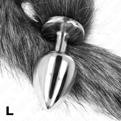 KINK - ANAL PLUG GRÃSSE L 10 X 4 CM MIT KUNSTSTOFFSCHWANZ 40 CM GRAU