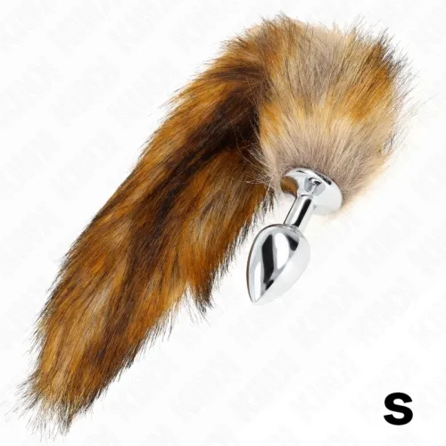 Anal plug size S 7 x 3 cm with 40 cm tail, brown – Kink