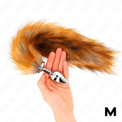 Anal plug size M 8 x 3.5cm with 40cm tail, brown – Kink