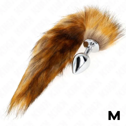 Anal plug size M 8 x 3.5cm with 40cm tail, brown – Kink