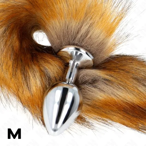 Anal plug size M 8 x 3.5cm with 40cm tail, brown – Kink