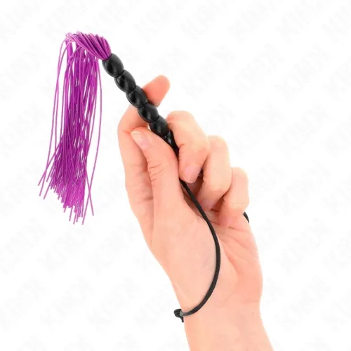 Mini silicone whip with 6 purple beads, 26cm – Kink