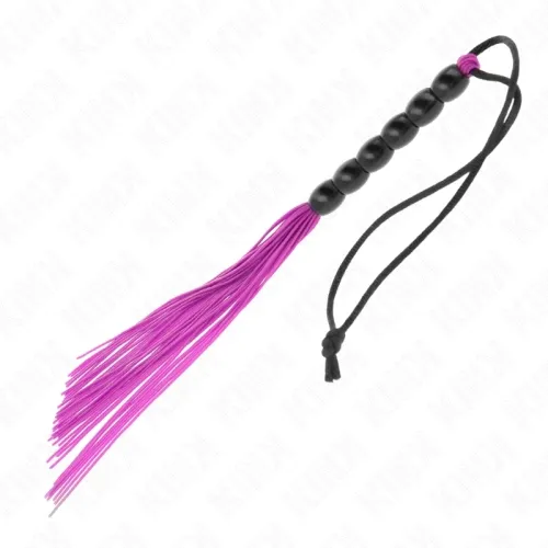 Mini silicone whip with 6 purple beads, 26cm – Kink