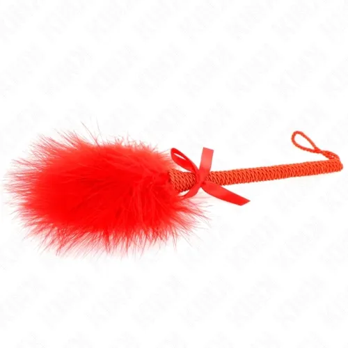 Nylon rope wand with pillow feathers and red bow 25cm – Kink