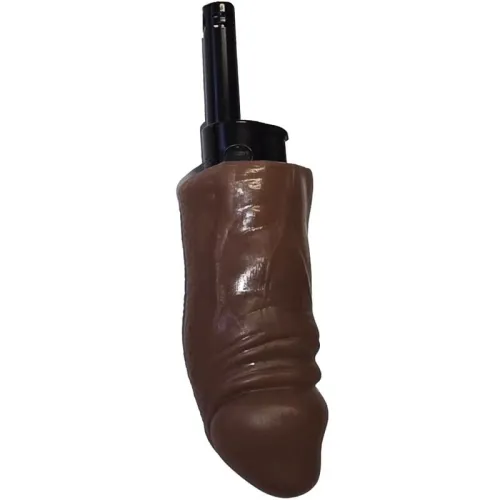 Brown finger attachment for a gas lighter, shaped like a finger.