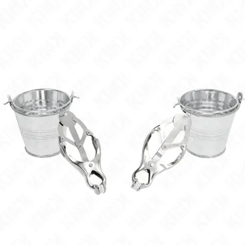 Japanese cloverleaf nipple clamps with bucket, silver – Kink