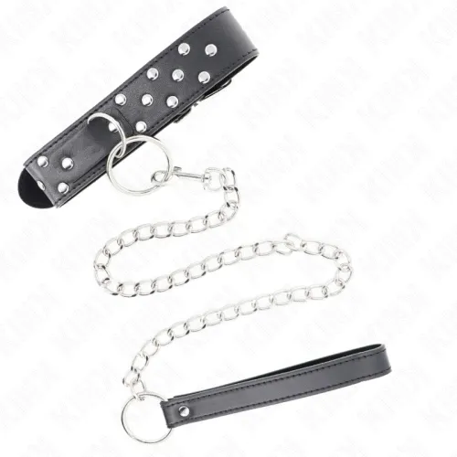 Ring Studded Band Necklace with Belt 65cm Black – Kink