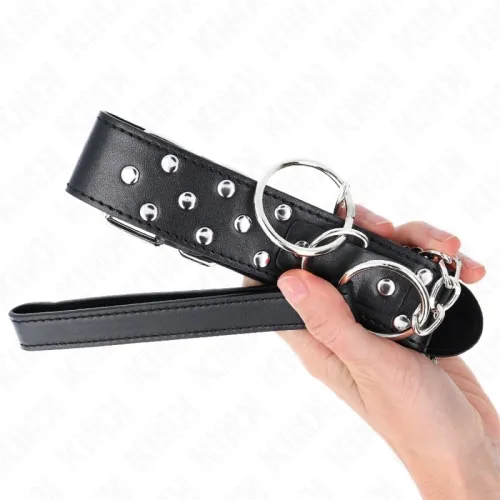 Ring Studded Band Necklace with Belt 65cm Black – Kink