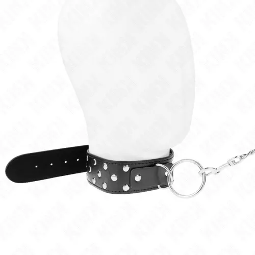 Ring Studded Band Necklace with Belt 65cm Black – Kink