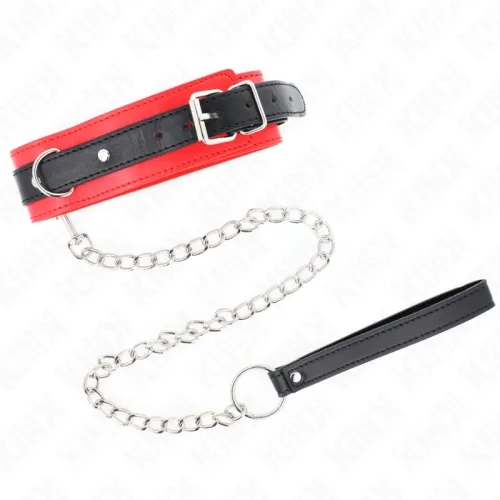 Basic model collar with leash 65cm Model 3 Red 53 x 5cm – Kink