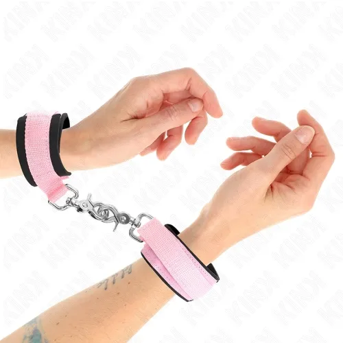 Verstellbare Neopren-Handhandfesseln Rosa – Kink