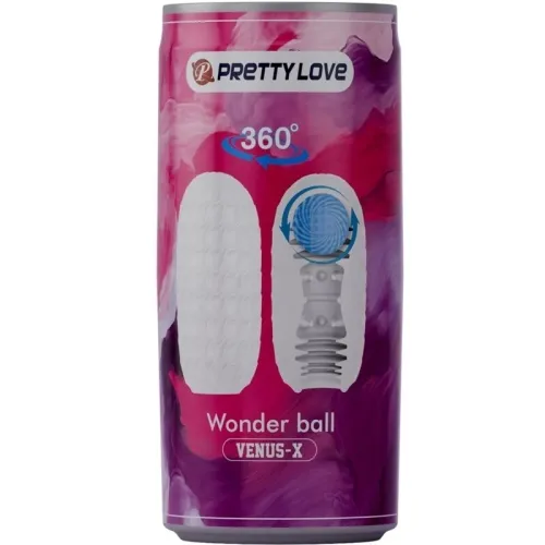Pink and purple packaging with the inscription "Pretty Love Wonder Ball Venus-X" and a 360-degree rotation chart.