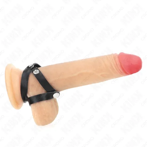 Leather penis ring with snap closure 39 x 1 cm – Kink
