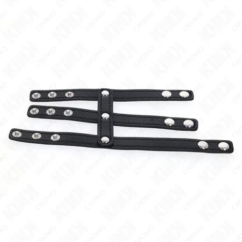 Dreifach Leder Penisring Mit Druckverschluss – Kink