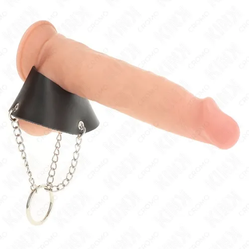 Penisring 4cm Kette 7cm Metall Mit Ledergurte – Kink