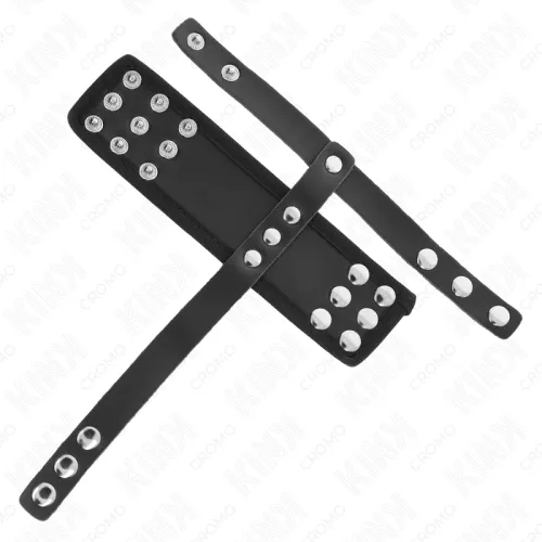 Leather penis cage ring with adjustable coated squat divider strap – Kink