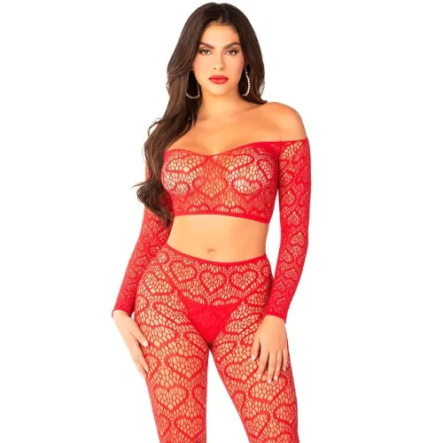 Crop Top + Strümpfe Rot Einheits – Leg Avenue