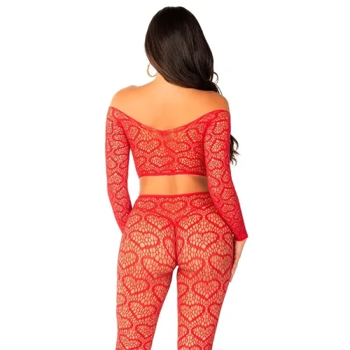 Crop Top + Strümpfe Rot Einheits – Leg Avenue