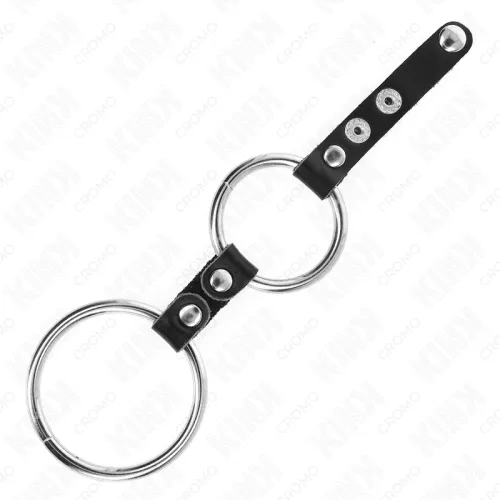 Doppelter Penisring 3.8cm Bis 5cm Durch Leder Verbunden – Kink