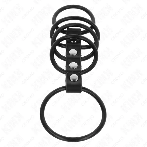 5 Penisringe Aus Silikon 3.8cm Bis 4.8cm Durch Leder Verbunden – Kink