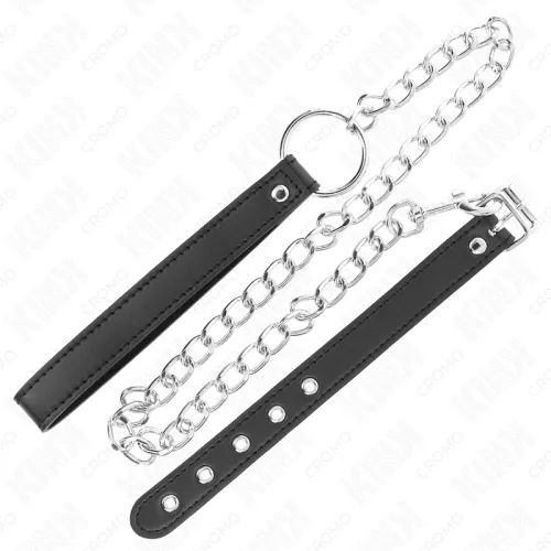 Penisring Aus Leder 21.5 X 2cm Mit 60cm Metallkette Und Lederband – Kink