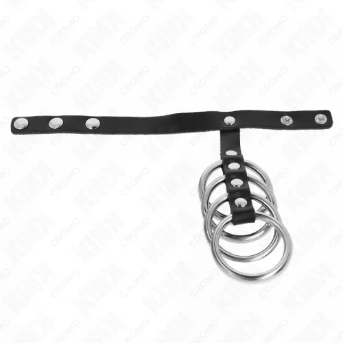 4 Metall Penisringe 3.8cm Verbunden Mit Lederband 22 X 1.5cm Und Druckverschluss – Kink