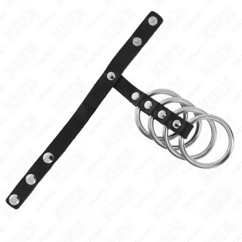 4 Metall Penisringe 3.8cm Verbunden Mit Lederband 22 X 1.5cm Und Druckverschluss – Kink