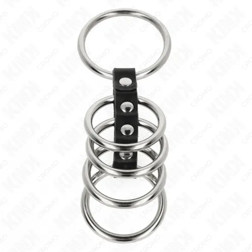 5 Penisringe 3.7cm Bis 5cm Metall Durch Leder Verbunden – Kink