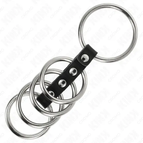 5 Penisringe 3.7cm Bis 5cm Metall Durch Leder Verbunden – Kink