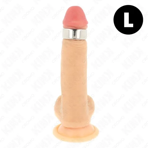 Spielzeug in Form eines Penis mit Saugnapf und Metallring, Größe L.