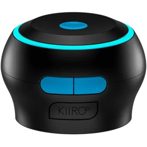 Black, round device with blue accents and the word "Kiiroo" on the front.