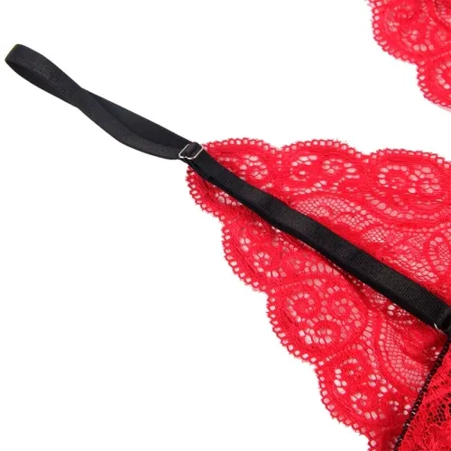 Nachthemd + Slip Aus Seide Und Spitze Rot S/M – Subblime