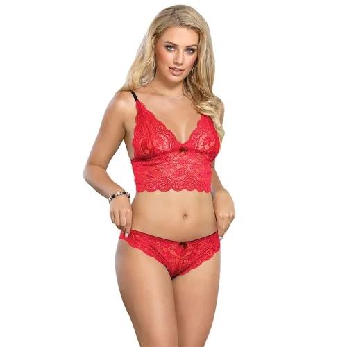 Nachthemd + Slip Aus Seide Und Spitze Rot S/M – Subblime