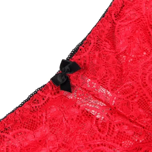Nachthemd + Slip Aus Seide Und Spitze Rot S/M – Subblime