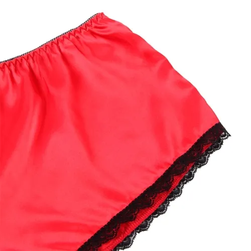 Nachthemd + Slip Aus Seide Und Spitze Rot L/Xl – Subblime