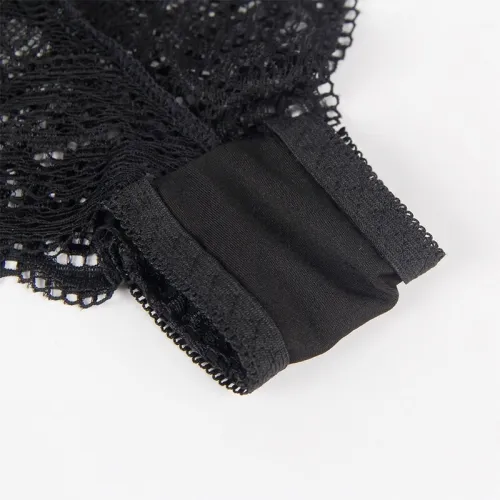 Nightgown + Panties in Silk and Lace, Black, S/M – Subblime