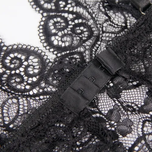 Nachthemd + Slip Aus Seide Und Spitze Schwarz L/Xl – Subblime