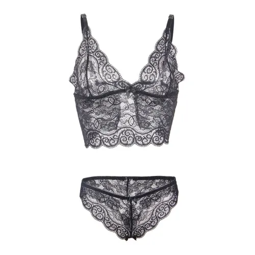Nachthemd + Slip Aus Seide Und Spitze Schwarz L/Xl – Subblime
