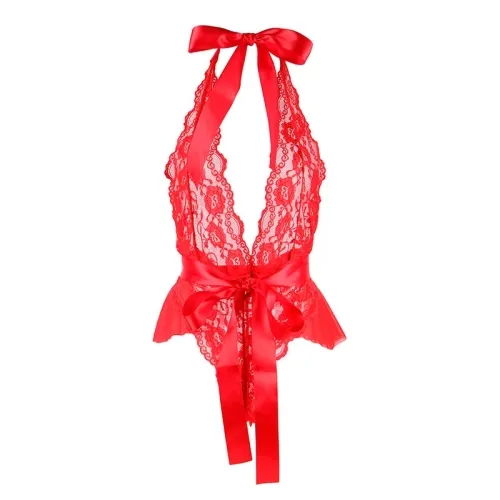 Sexy Bodysuit with Ruffles + Belt Red S/M – Subblime