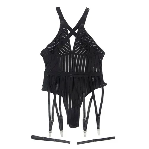 Bodysuit with Garter Belt Black L/XL – Subblime