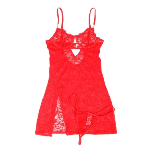 Lace Babydoll with Adjustable Straps Red S/M – Subblime