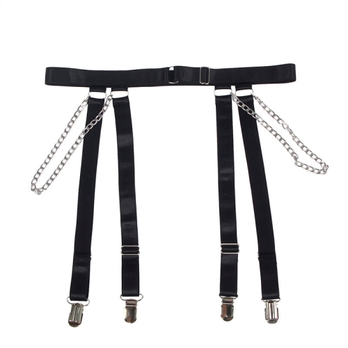 SUBBLIME - 954260 KÖRPER MIT KETTEN + STRUMPFGÜRTEL SCHWARZ S/M