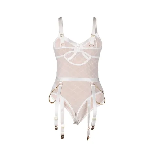 Body Mit Ketten + Strumpfgürtel Weiss L/Xl – Subblime