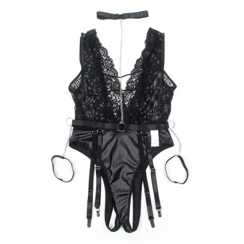 Sexy Bodysuit with Garter Belt Black L/XL – Subblime
